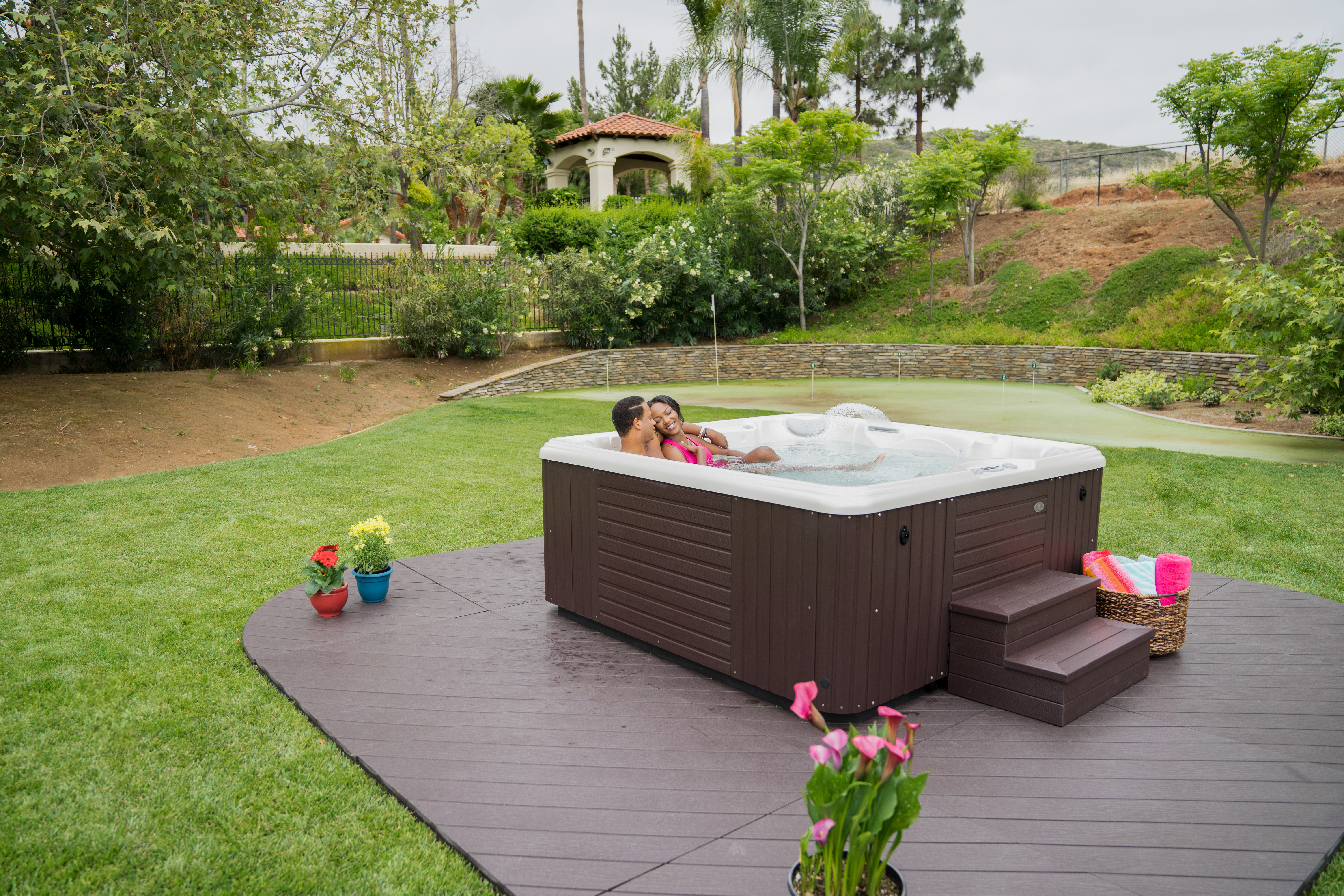 couple relaxing in Caldera Spa